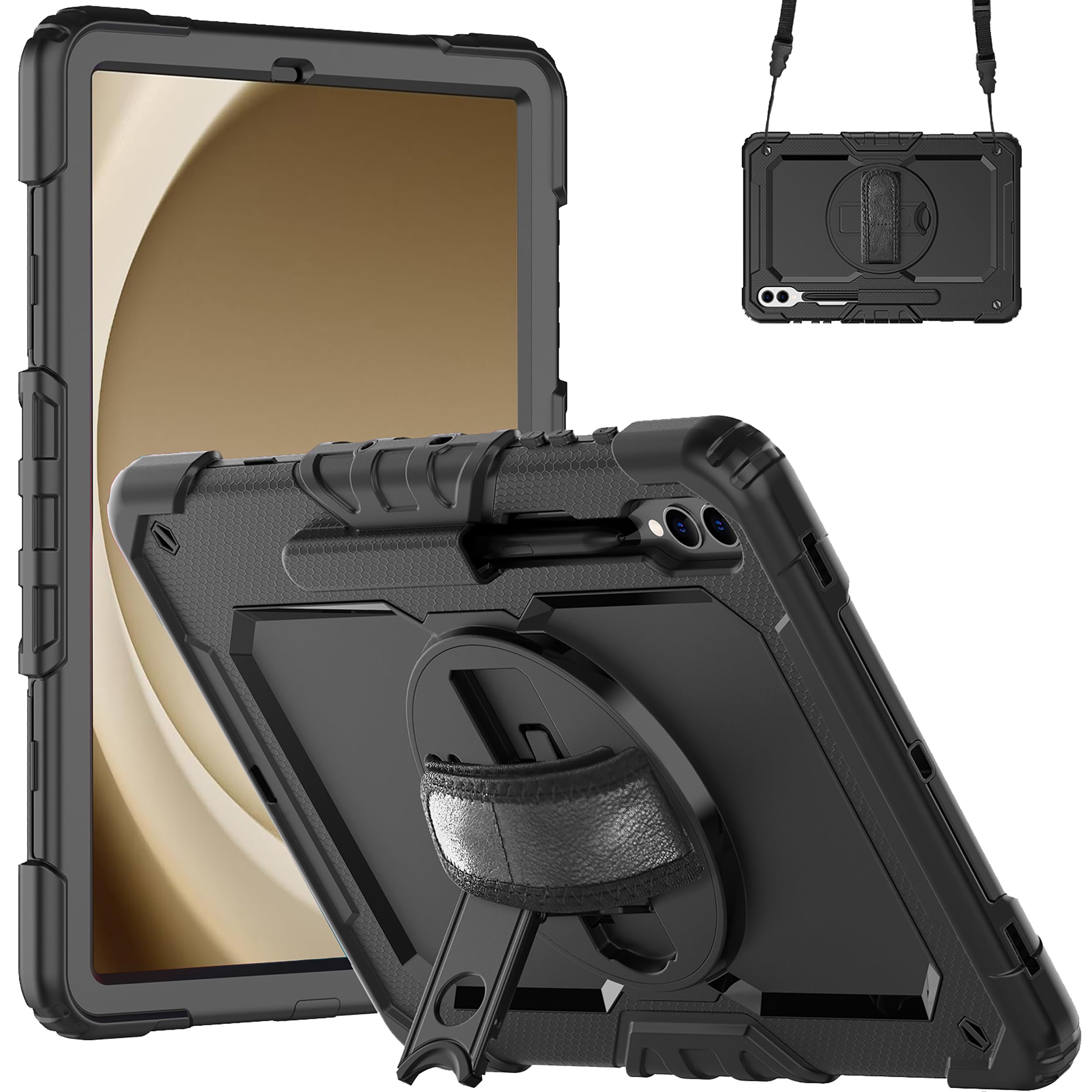 Housse pour Tablette Compatible avec Samsung Galaxy Tab S10 Plus/Tab S9 FE Plus/Tab S9 Plus - Coque Antichoc avec Protecteur d'Écran - Noir
