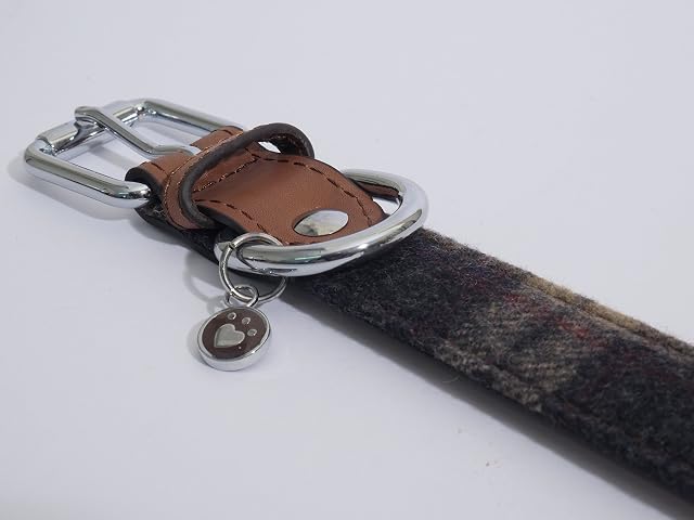Foto 2 de 5 de Lujoso Collar de Perro de Piel Rosewood de Cuadros Tweed Escoceses