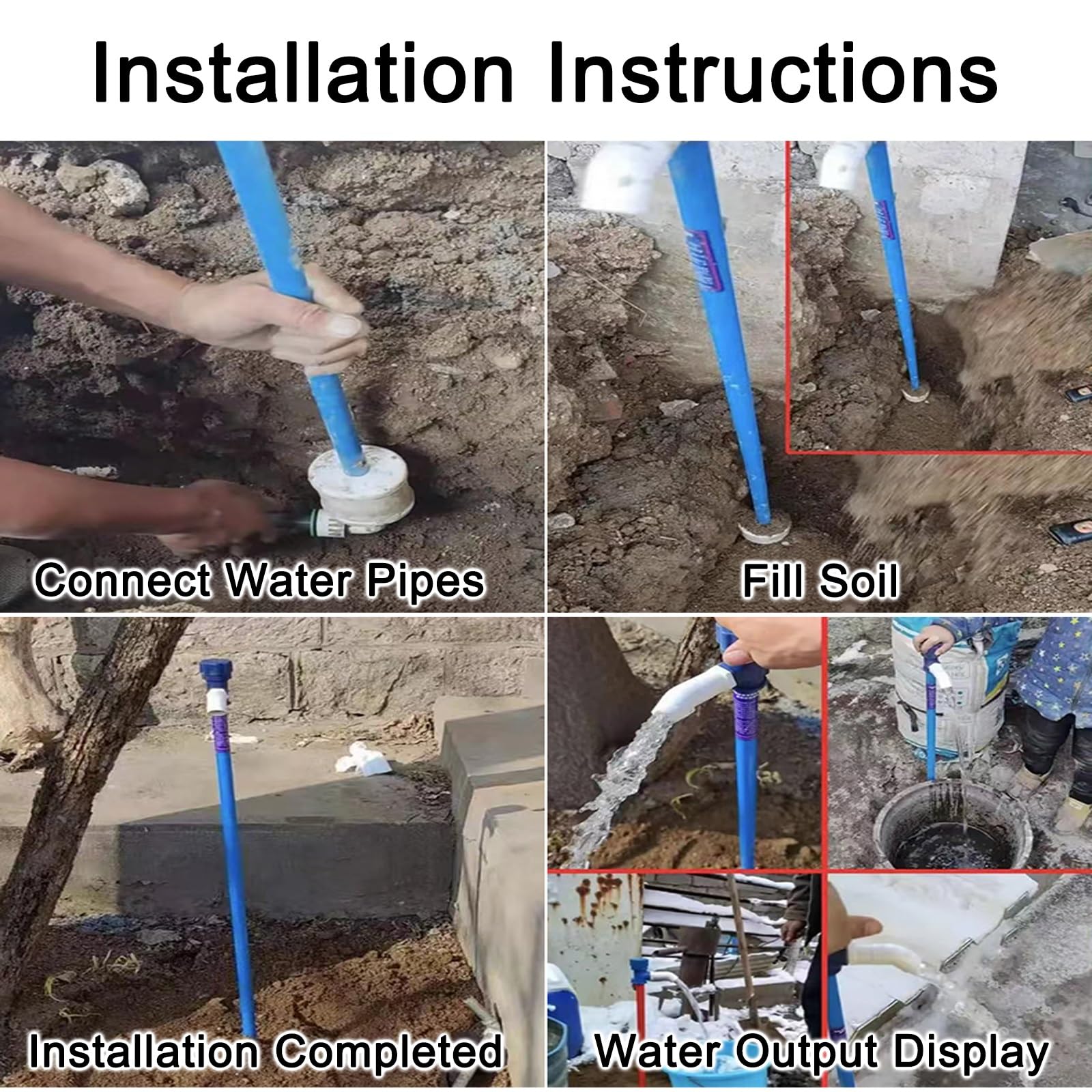 Supporto per tubo da giardino con rubinetto e funzione antigelo per irrigazione e installazione fontana