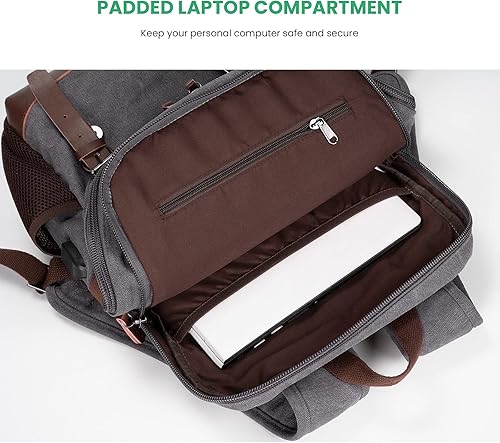 Miniatura 4 de Modoker Mochila vintage para hombres y mujeres, mochila de lona que se adapta a la mayoría de computadoras y tabletas de 15.6 pulgadas, mochila con