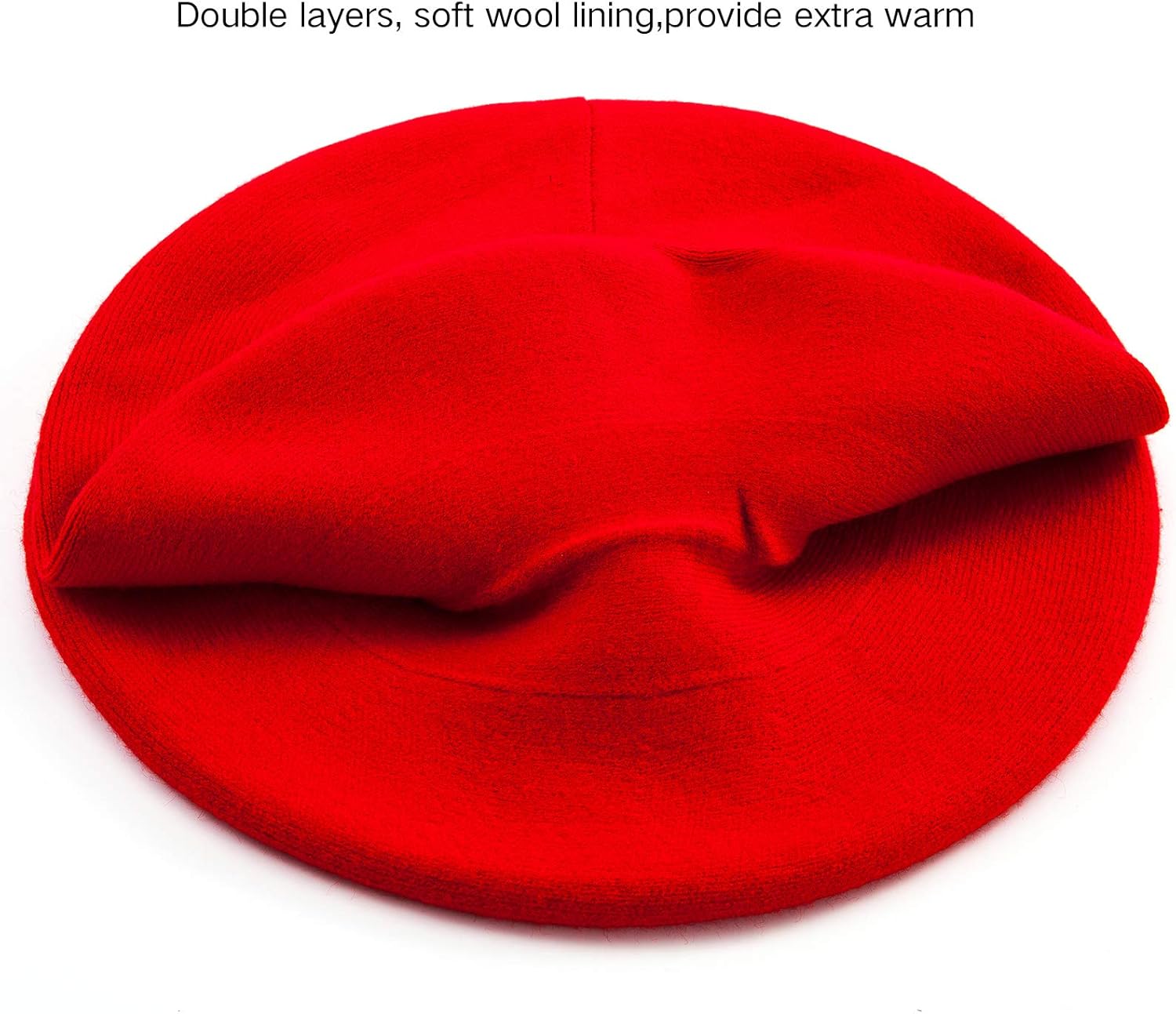 LADYBRO 2 Layers French Beret Hats for Women, Wool Soft Warm Cable Knit Beanie Cap - Image 3