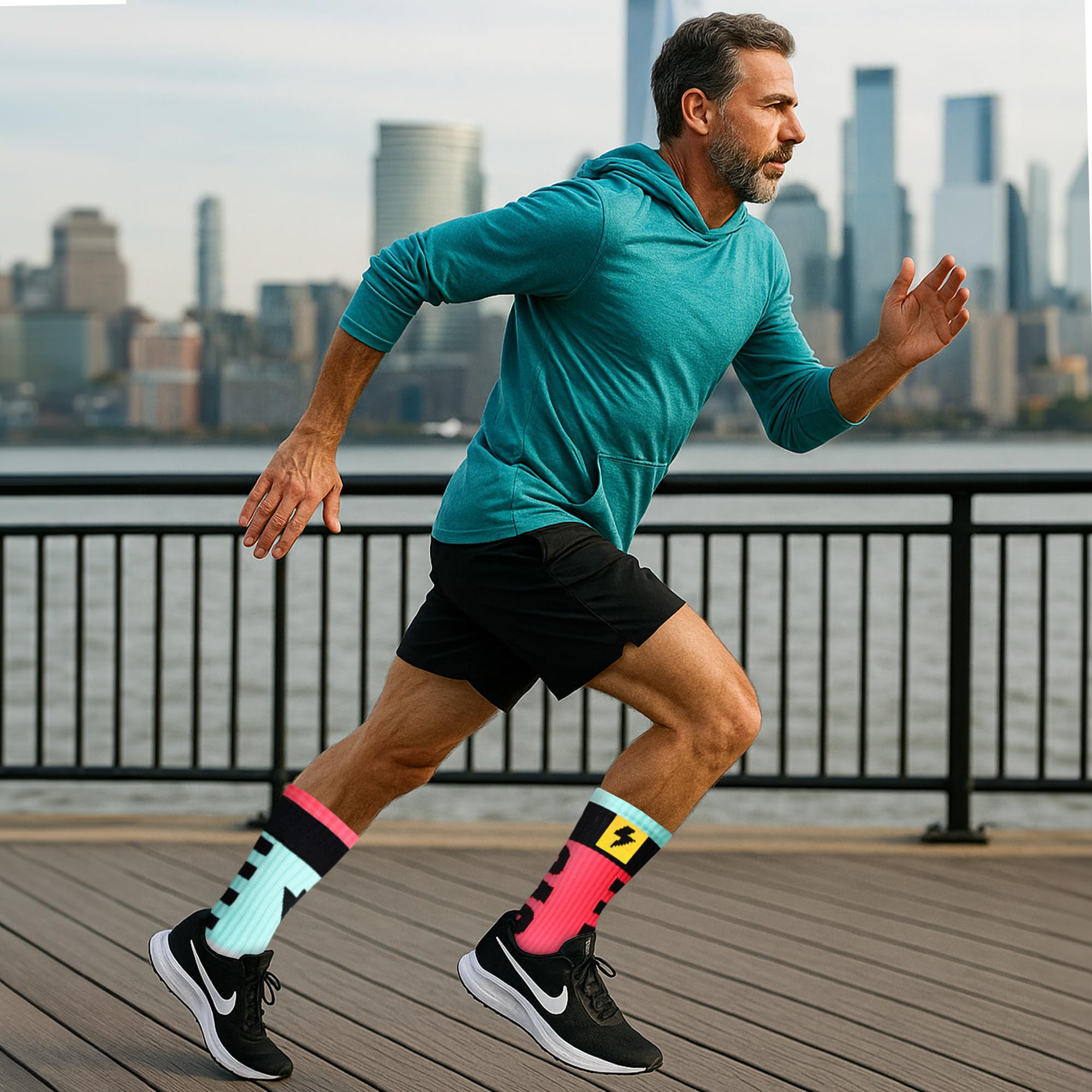 Calcetines de Deporte sin Costuras para Hombre y Mujer - Largos para Ciclismo, Running y Pádel