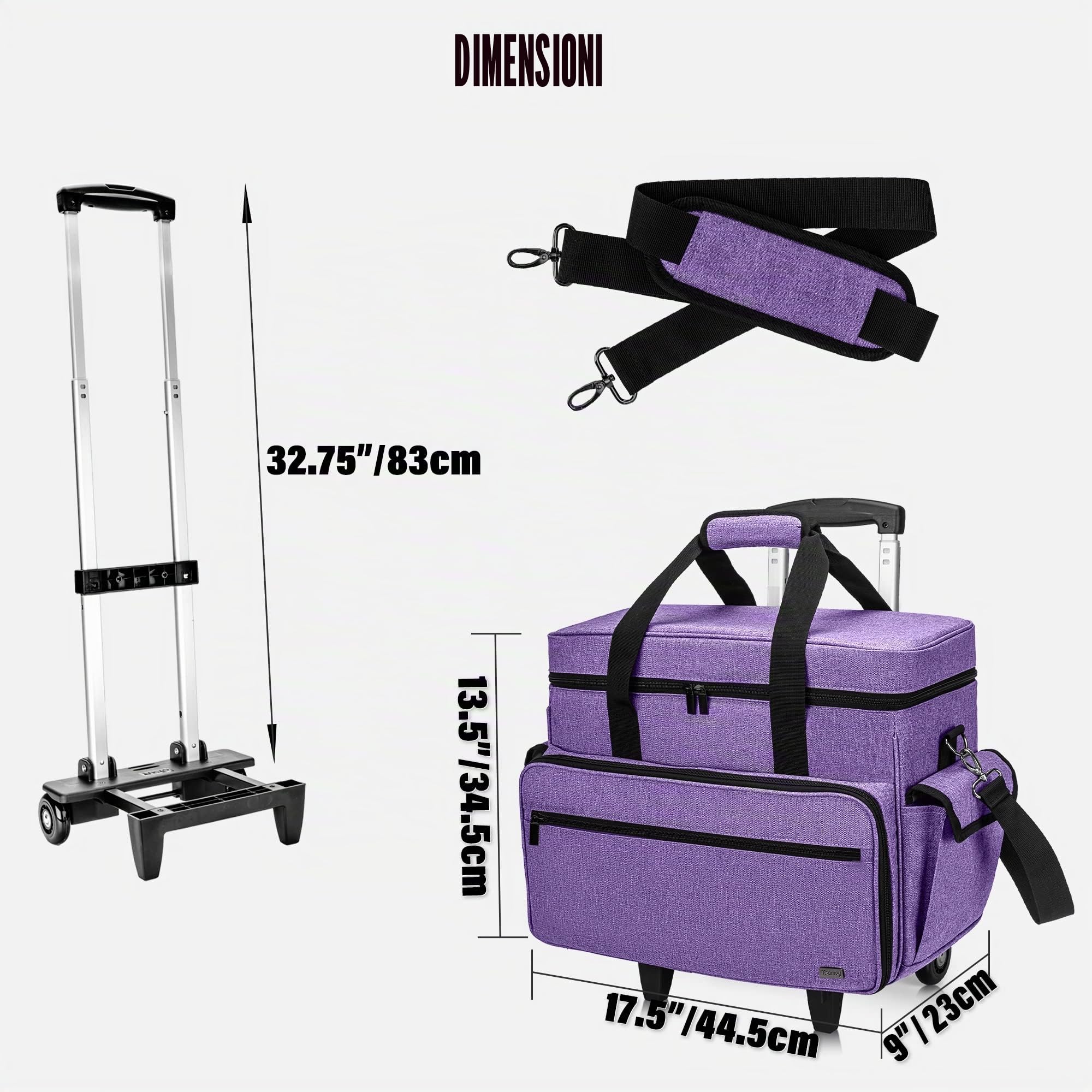 Teamoy Borsa Trolley per Macchina da Cucire, Trolley Staccabile con Pad di Supporto Inferiore, Compatibile con Singer, Brother e la Maggior Parte Delle Macchina da Cucire,