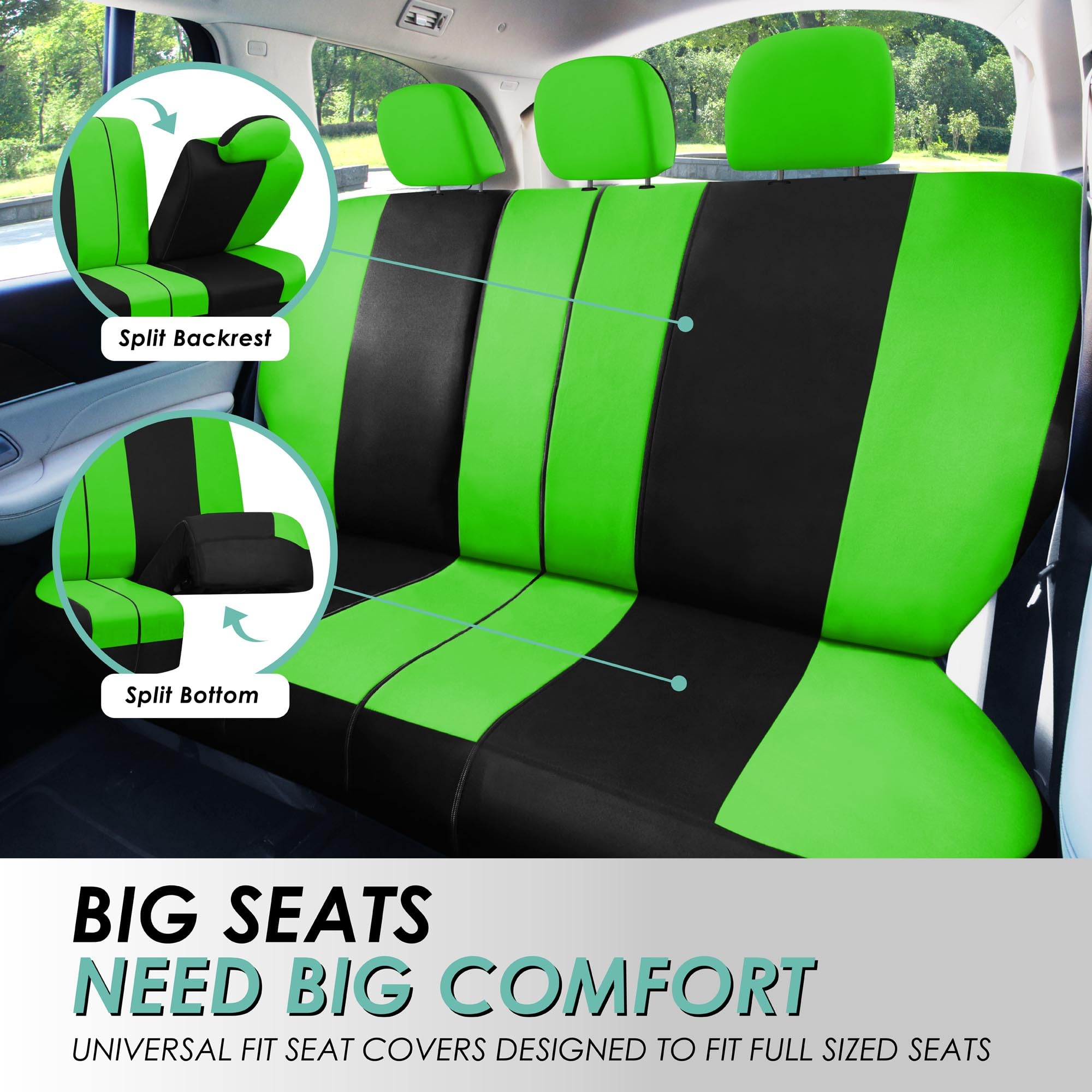 FH Group FB030BEIGEBLACK115-SEAT autostoelhoezen voor auto's, SUV's en vrachtwagens (volledige set airbag compatibel met splitbank) voor auto's, SUV's en vrachtwagens