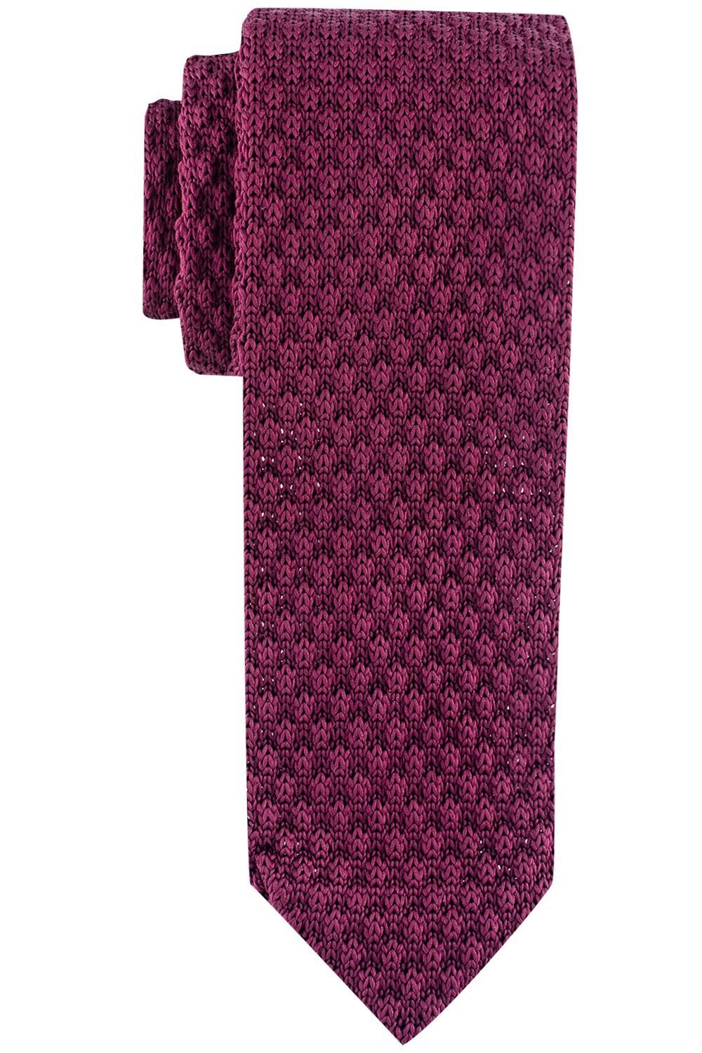 the tie hub Solid Burgundy Knitted Necktie for Men-picture-24