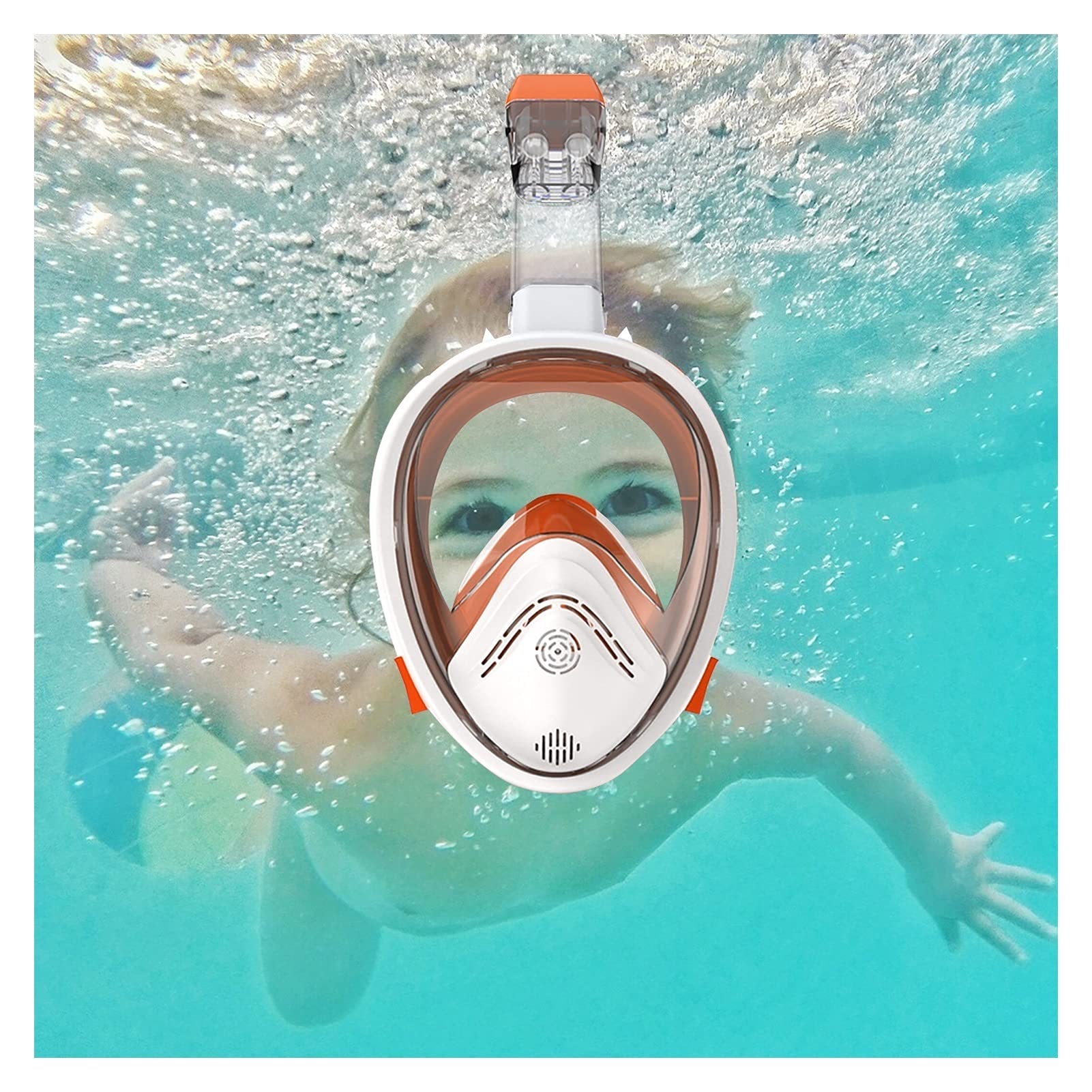 Maschera Subacquea per Bambini, Snorkeling, Nuoto, Allenamento, Occhiali integrali antiappannamento, grandangolari, Maschere subacquee (Grande x)