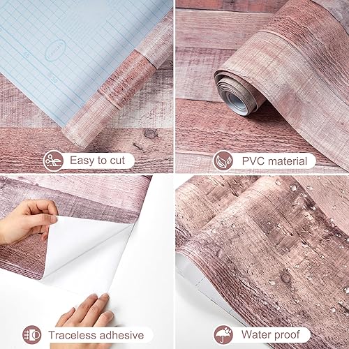 Miniatura 2 de AMIYA Papel tapiz de madera natural y canela para despegar y pegar 177 x 480 pulgadas