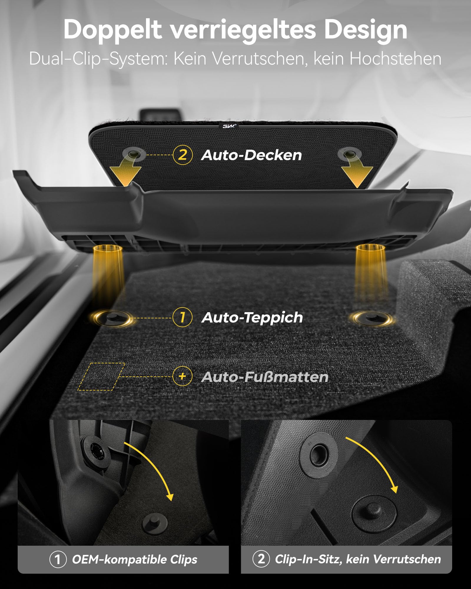 3W Fußmatten & Autoteppiche für Mercedes Benz G Klasse W463 2020-2026 | TPE Thorex™ Allwetter | 3D Maßgeschneiderte Passform | Hundefreundlich Auto Zubehör | Wasserdicht & Kratzfest | Antirutsch