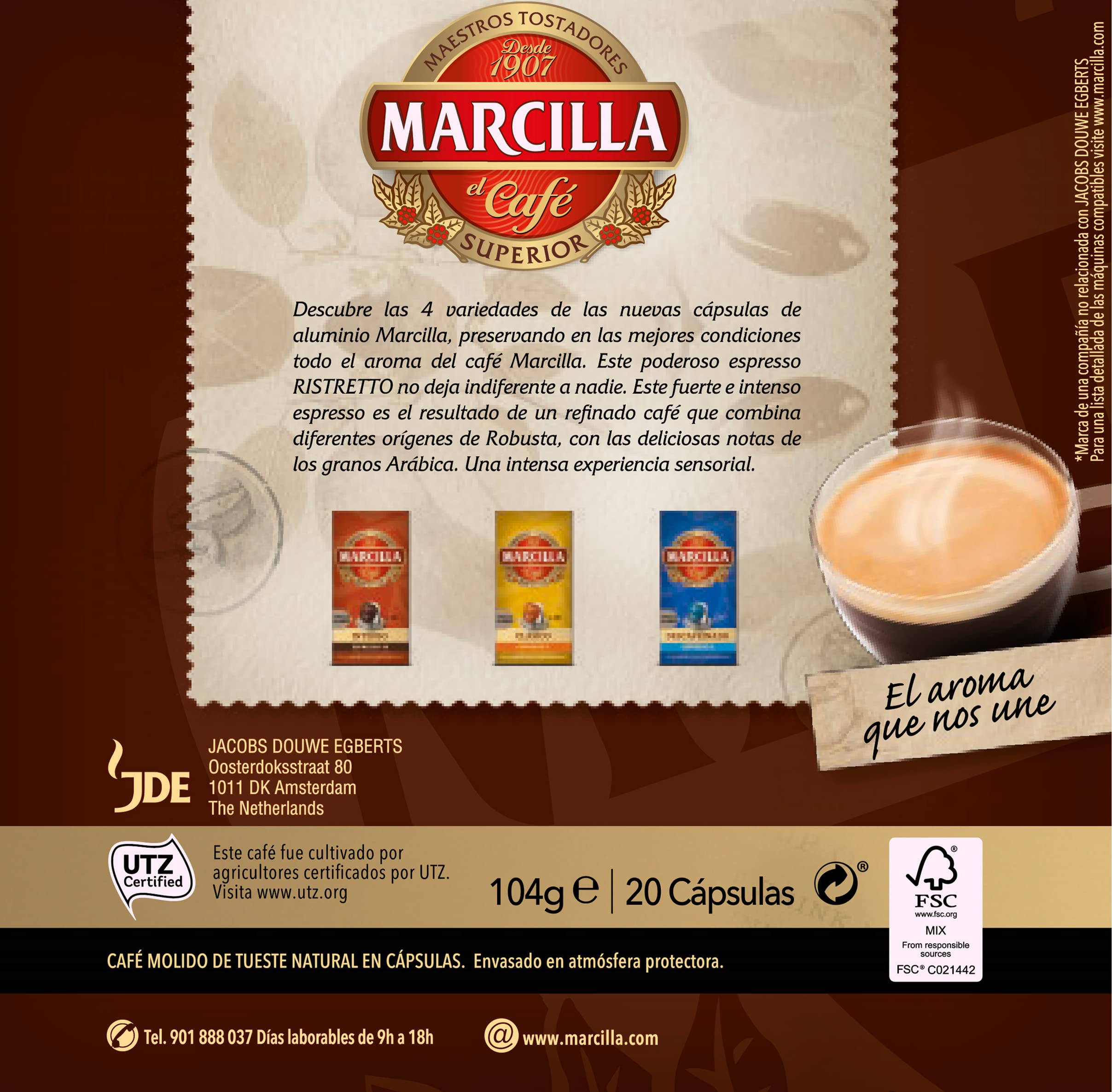 Marcilla Café Ristretto | 200 Cápsulas | Amazon Exclusive | Intensidad 12, Compatible con máquinas Nespresso