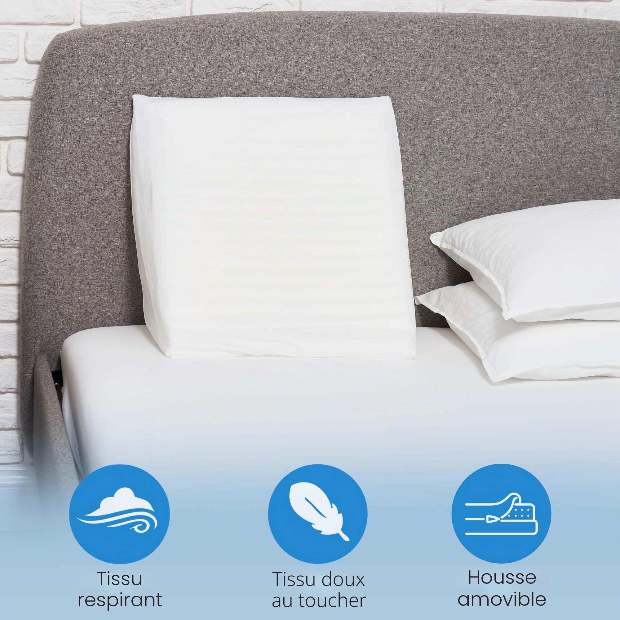 Coussin Incliné pour Oreiller - Idéal pour la Lecture, Efficace pour Lutter Contre Le Reflux Acide | Fabriqué en Mousse avec Housse Amovible et Lavable, Fabriqué au Portugal