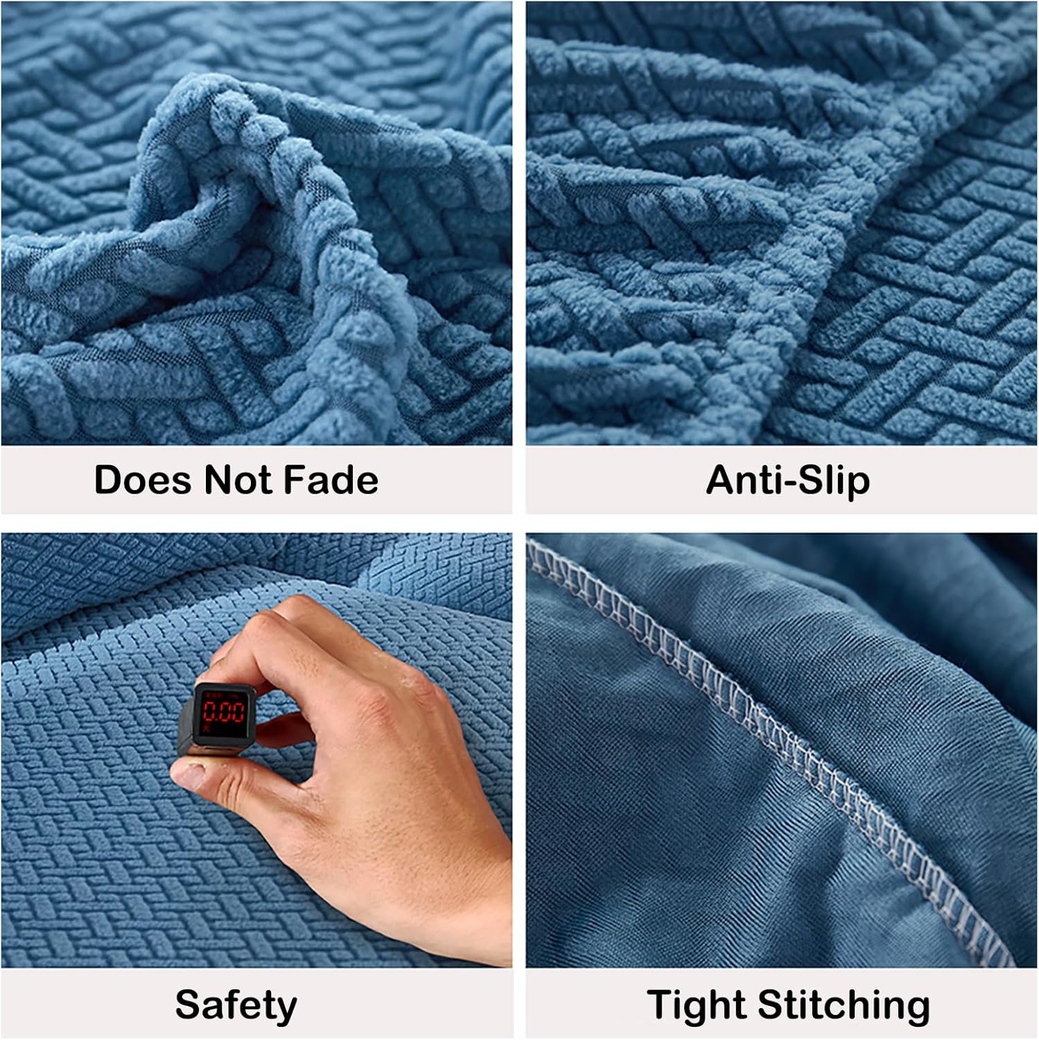 Wear-Resistant Universal Sofa Cover, Stretch L Shape Sectional Couch Covers, Both Left/Right Sectional Slipcover, Seat Slipcovers Furniture Protector for Pet Cat Dog(Weave Light Grey,Chaise Cover)