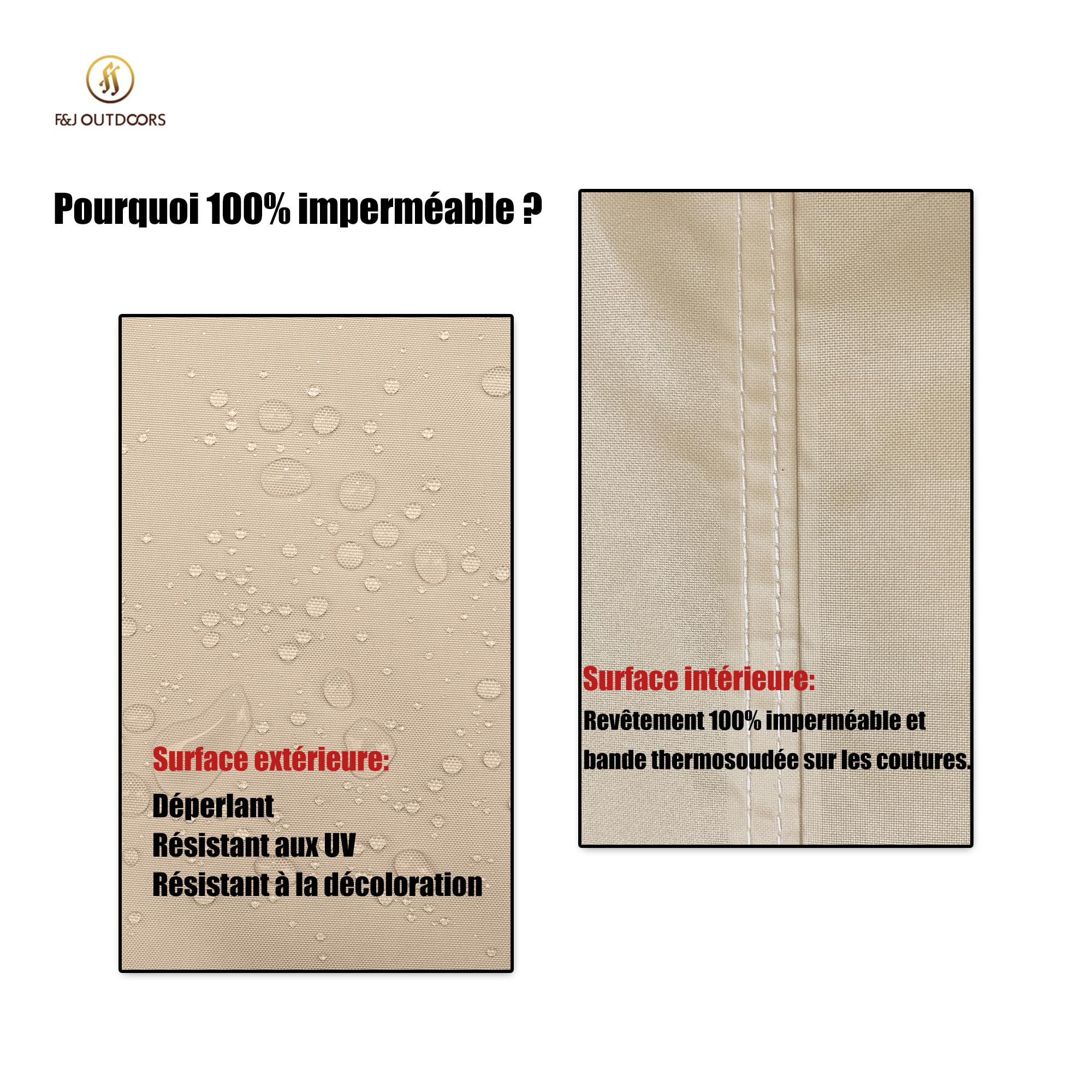 F&J Outdoors Housse pour canapé de jardin tissu écologique, imperméable, housse pour bancs 3 places, protection pour canapés extérieurs, protection contre la neige en hiver, 178x84x61/81cm