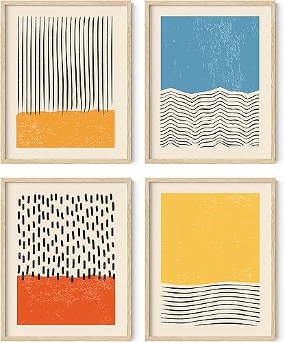 HAUS AND HUES Impresiones artísticas abstractas modernas para pared, juego de 4 impresiones modernas de arte para pared, impresiones artísticas