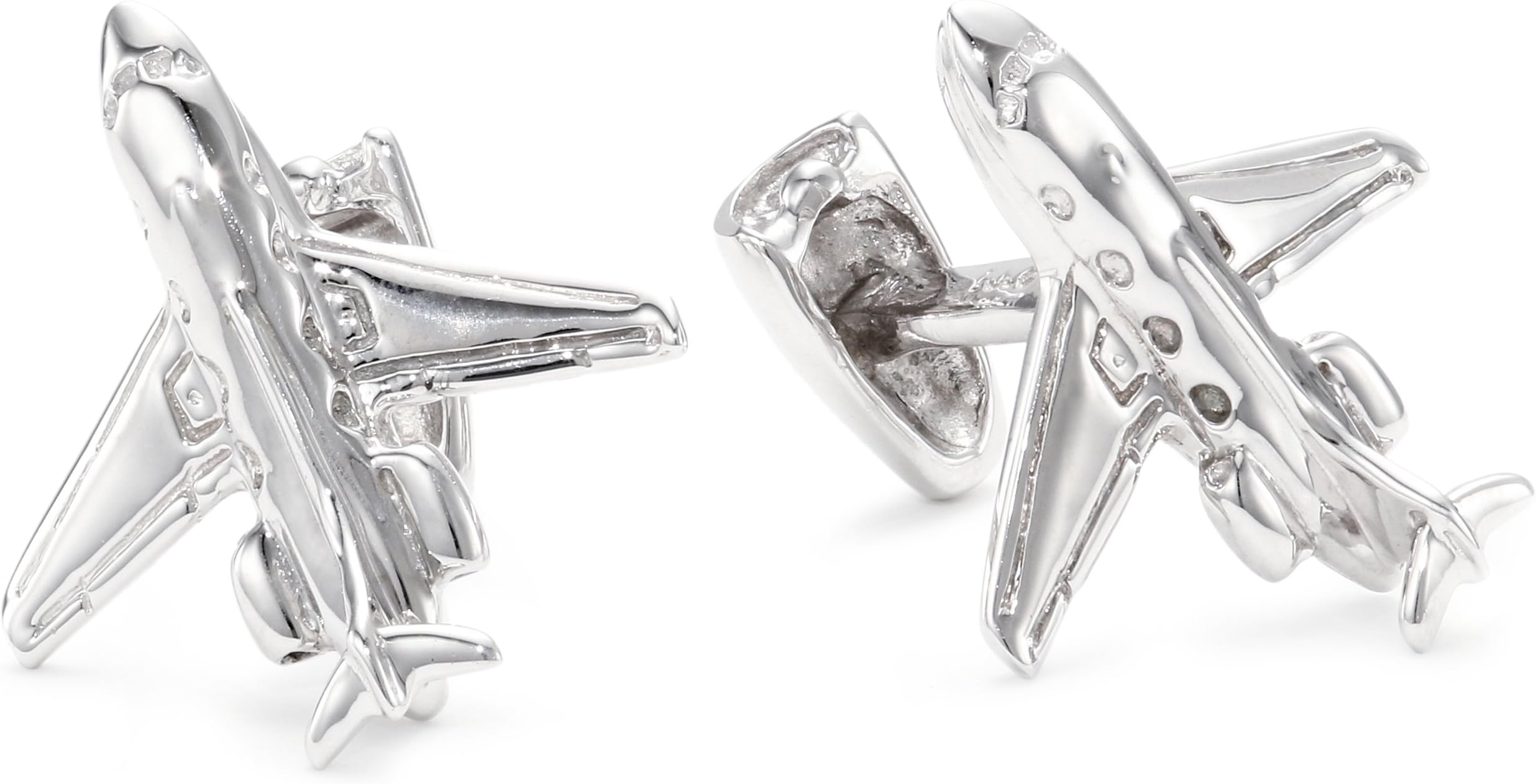 ROTENIER Men's "Novelty" Sterling Silver Private Jet and Engine Cuff Links