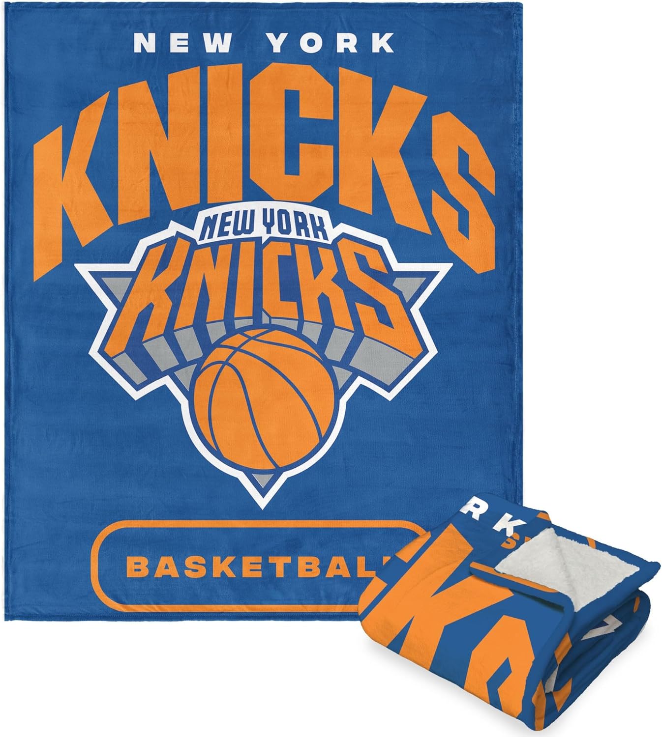 Northwest NBA New York Knicks Silk Touch Sherpa Throw Blanket, 50" x 60", High Block