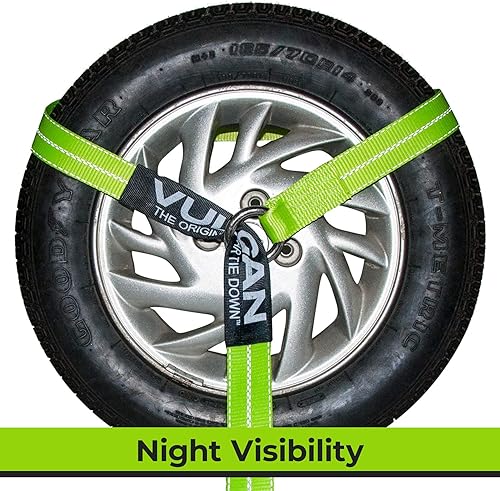 Miniatura 4 de VULCAN Arnés de neumático de rueda con junta tórica universal, 2 pulgadas x 96 pulgadas, paquete de 4 unidades, alta visibilidad, carga de trabajo