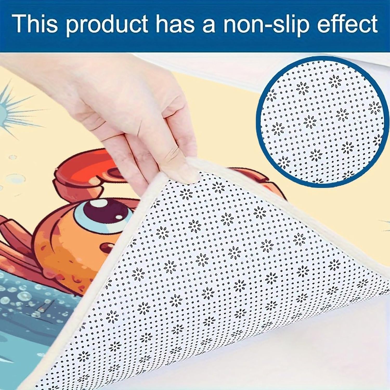 Summer Cartoon Crab Kitchen Mat Kitchen Rug Set | Kitchen Rugs Flannel Velvety Washable breathable Water Absorbent Soft ，kitchen utensils for Kitchen, Floor,Laundry