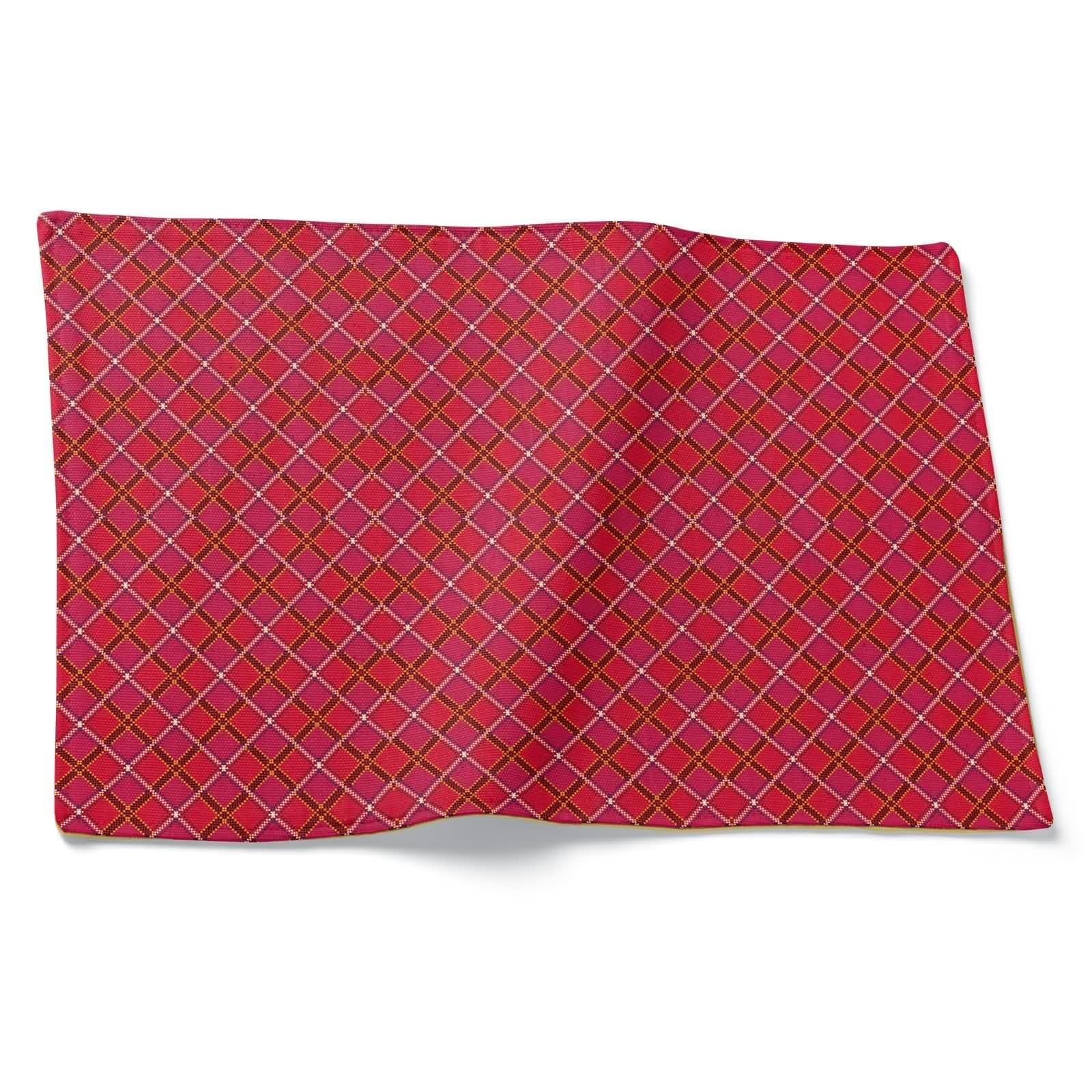 Cevan Style 2 Linen Named Placemat Table Plate Set Of Lattice Texture 2, Heat Resistant Big For Kitchen Dining, Family Gatherings, 32X42cm
