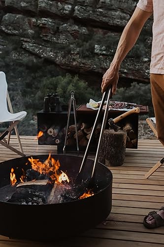 Miniatura 2 de Donkey Long Tong - Pinzas para barbacoa de 32 pulgadas, extra largas, acero inoxidable, pinzas de bloqueo, abrebotellas, asas de madera, pinzas de