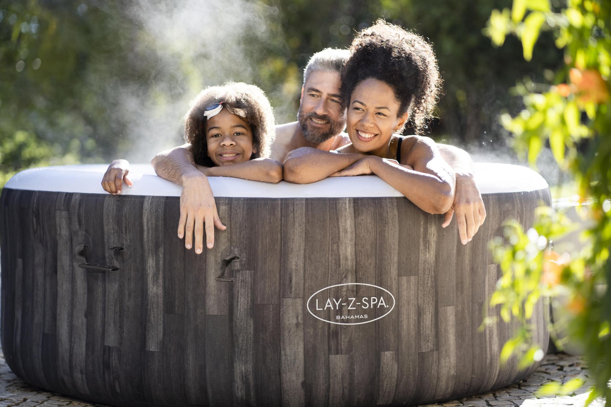 Spa Gonflable Rond Lay-Z-Spa® Bahamas Airjet™ Motif Bois 2 à 4 Personnes, 180 x 66 cm