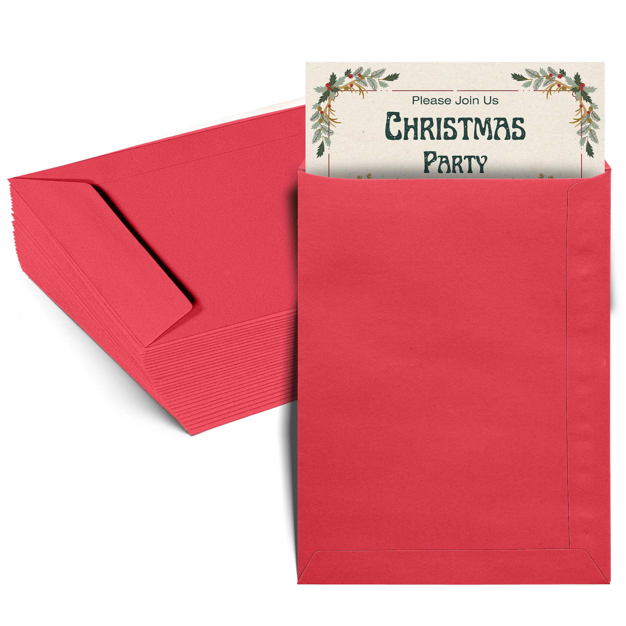 6x9 Red Envelopes Self Seal, 50/pack, Colored Envelopes Letter Size 6 x 9 inch, Open End Flap Style for Cards, Invitations, Holiday, Postcards, Gifts,