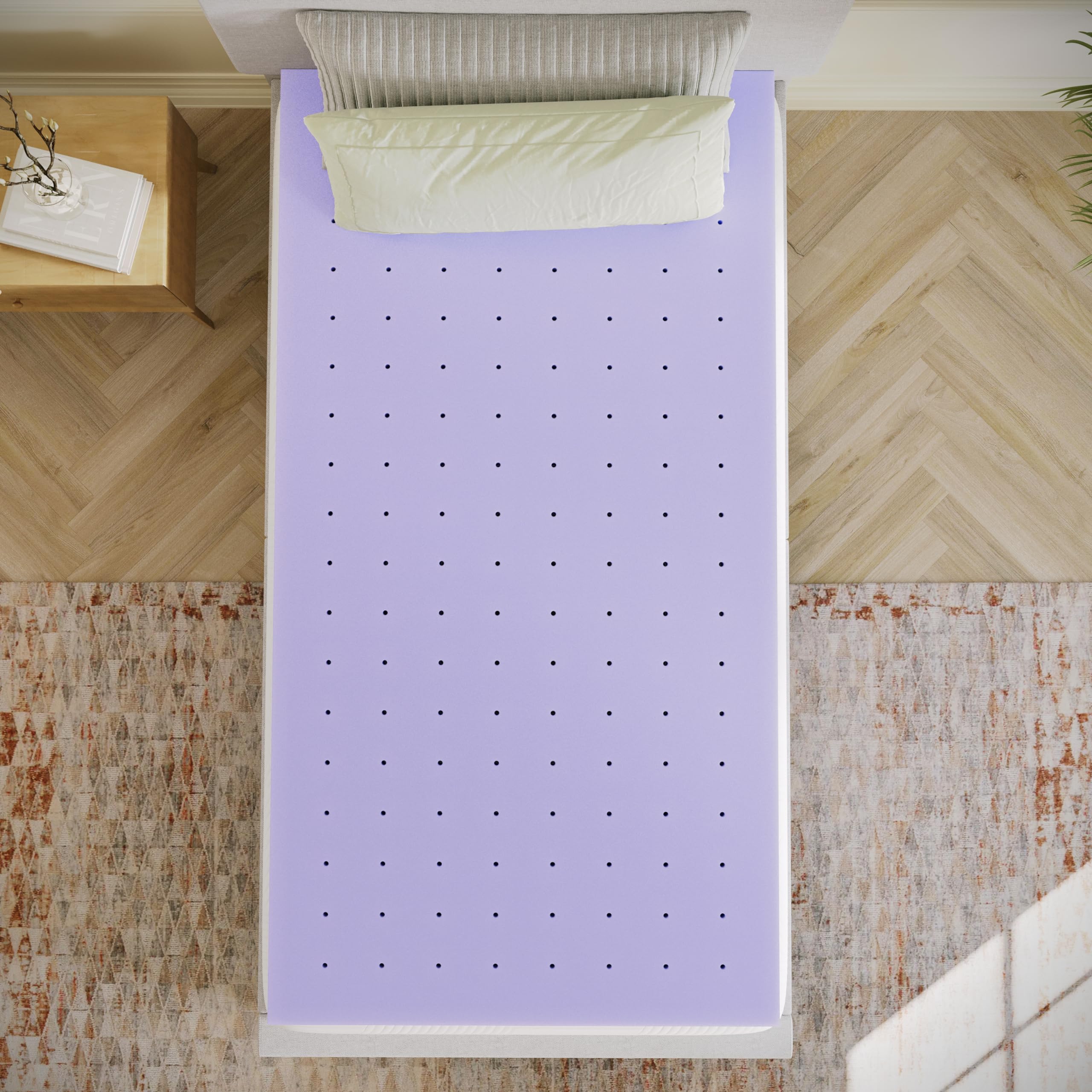 Flash Furniture Capri Comfortable Sleep Memory-Foam Topper Lavender Infused Mattress Topper Ventilated Design CertiPUR-US Certified Foam 3 Twin