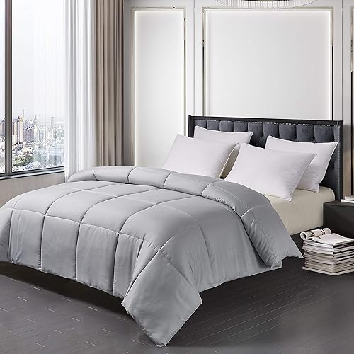 Miniatura 3 de Blue Ridge Home Fashions Edredón ligero de plumón alternativo para todas las estaciones, relleno de poliéster hipoalergénico, tamaño King, platino