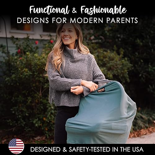 Miniatura 5 de Milk Snob Original 5-en-1 Cubierta Luxe en Jade - Privacidad añadida para la lactancia, Asiento de coche para bebé, Portabebés, Carriola, Silla