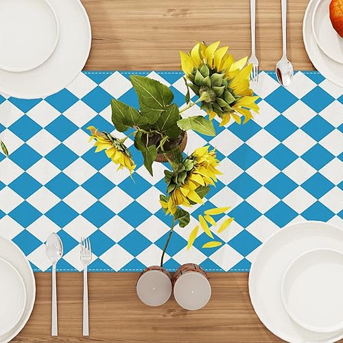 Miniatura 3 de Camino de mesa de lino azul para el Oktoberfest, fiesta bávara, mantel de bandera alemana, decoración y suministros para fiesta de cerveza para el