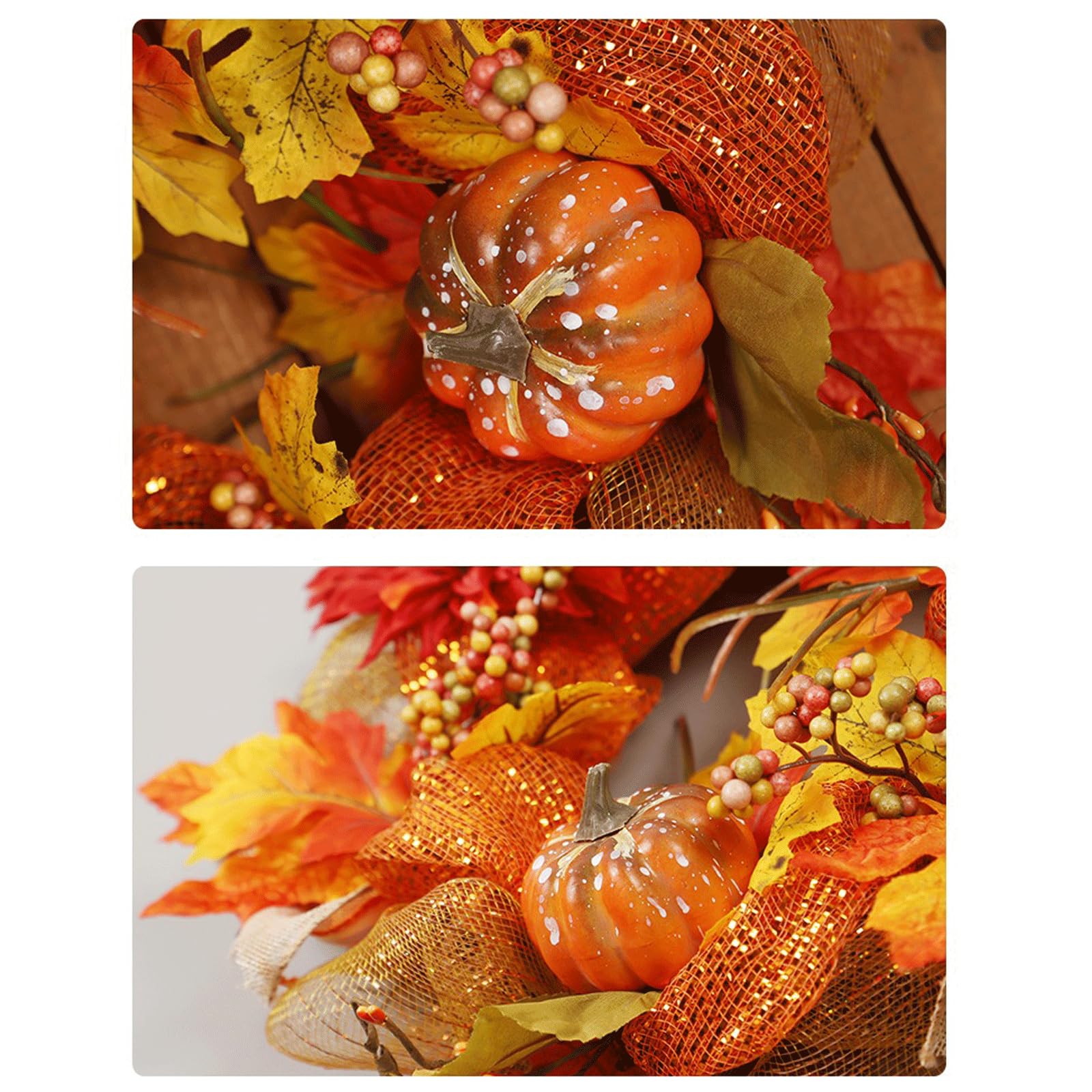 CPAOWEHF Ghirlanda artificiale autunnale foglie d'acero schiuma zucca falso per casa colonica portico porta d'ingresso Ringraziamento raccolta festival decorazione da parete