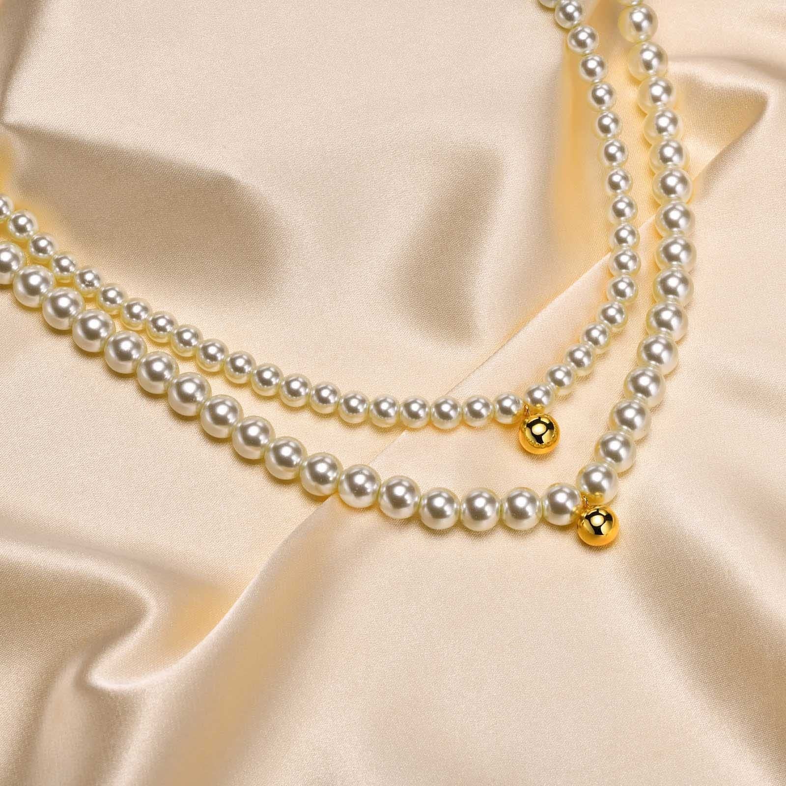 Naszyjniki z kołnierzykiem, perła 6/8 MM pozłacany naszyjnik choker dla kobiet łańcuszek 18 cali