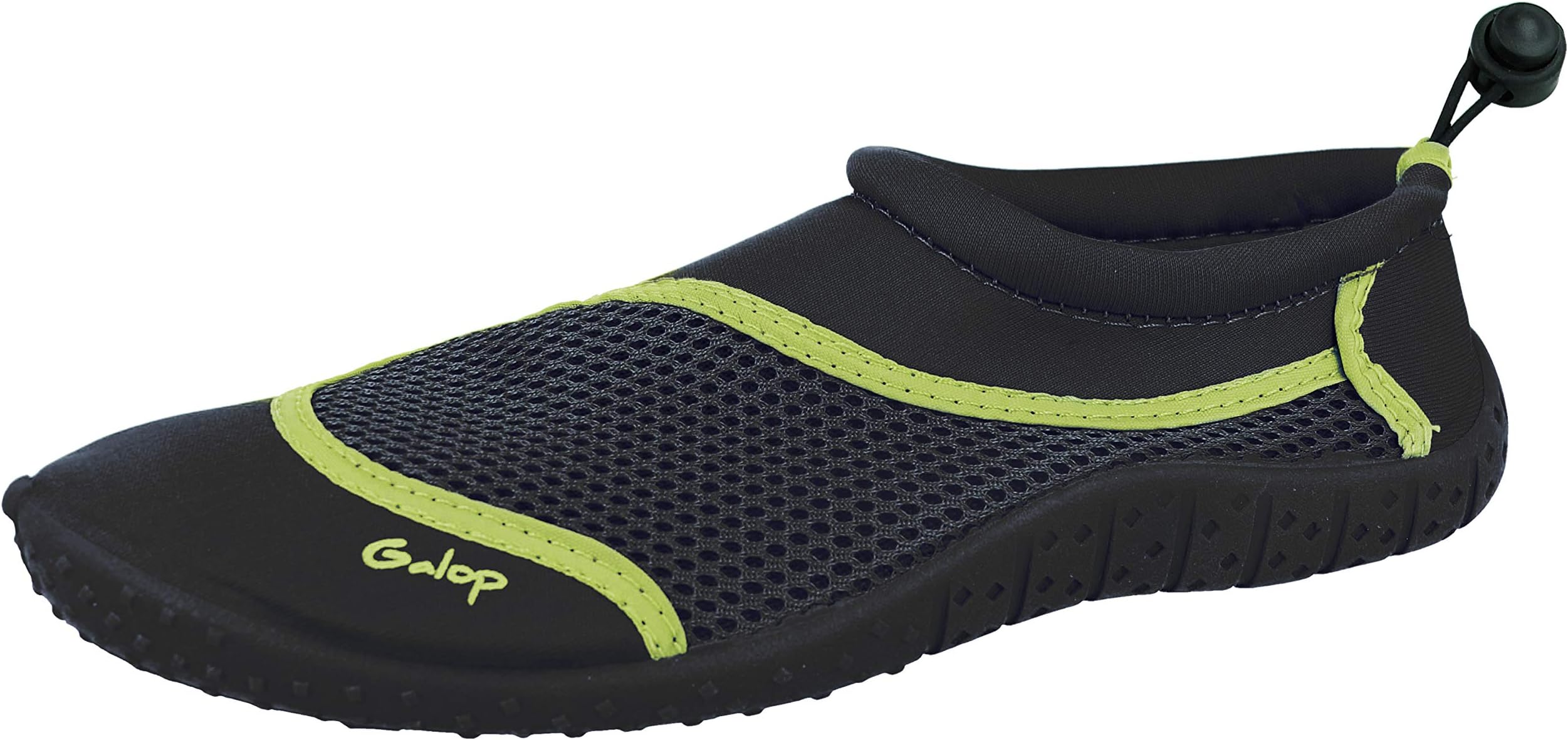 Ladies Girls Boys Kids 671401 Aqua Socks Surf Toggle Mesh Beach Pool Wet Suit Water Shoes Size Infant 10-UK 9 (UK 7/ EU 40, Black/Lime)