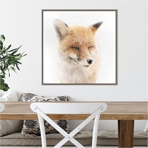 Miniatura 10 de Amanti Art Lienzo enmarcado para pared, diseño de zorro satisfecho, de Doris Reindl (22 pulgadas de ancho x 22 pulgadas de alto), marco gris lavado