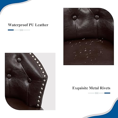 Miniatura 4 de Taburetes de bar giratorios de 29 pulgadas tapizados de piel sintética con respaldo, sillas de bar modernas de altura de mostrador para isla de