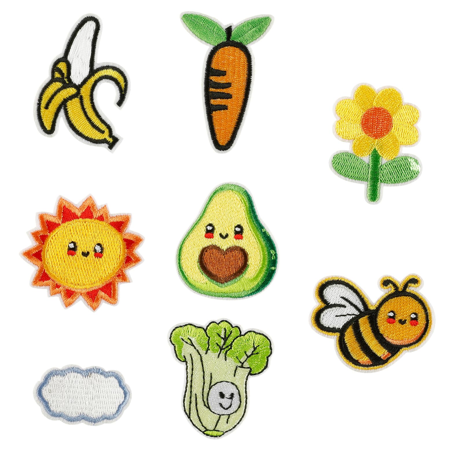 Kalttoy 8 Pcs Flower Embroidery Patches Bees Iron on Patches Embroidered Repair Banana Sewing
