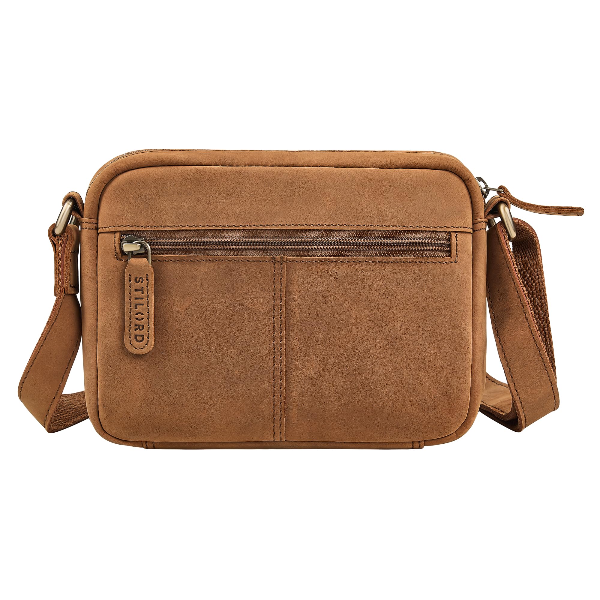 STILORD Marisa Bolso Bandolera Mujer Pequeño Cuero Boho - Bolsa de Hombro Estilo Crossbody Bag en Piel Auténtica con Cremallera para Colgar para Cada Día Color:Tan-marrón-Oscuro