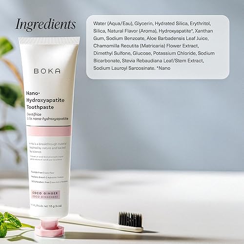 Miniatura 124 de Boka Pasta de dientes sin flúor, pasta de dientes nano hidroxiapatita, adecuada para dientes sensibles, para adultos y niños, cuidado bucal