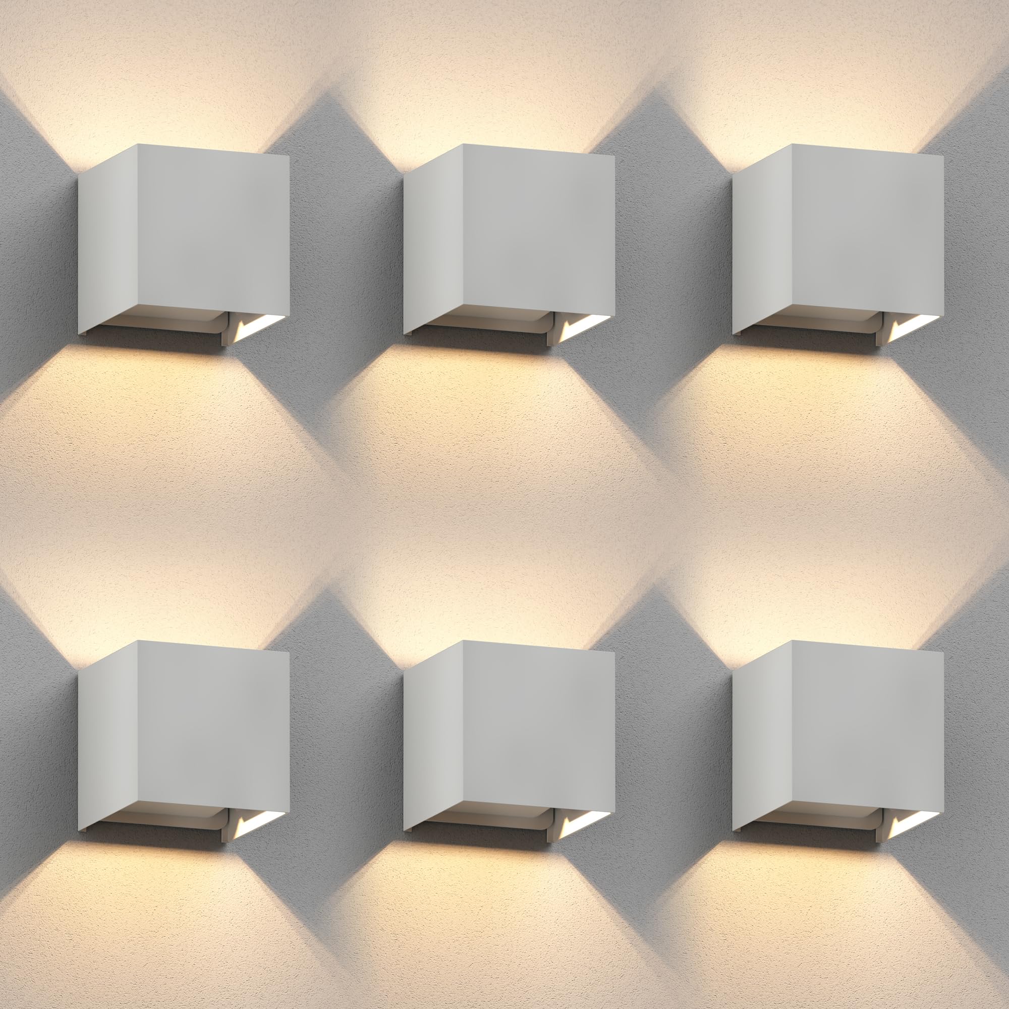 ledscom.de 6 applique CUBEL per esterni, IP65, illuminazione verso l'alto/verso il basso, bianco opaco, quadrate, 1x G9 max. 10W