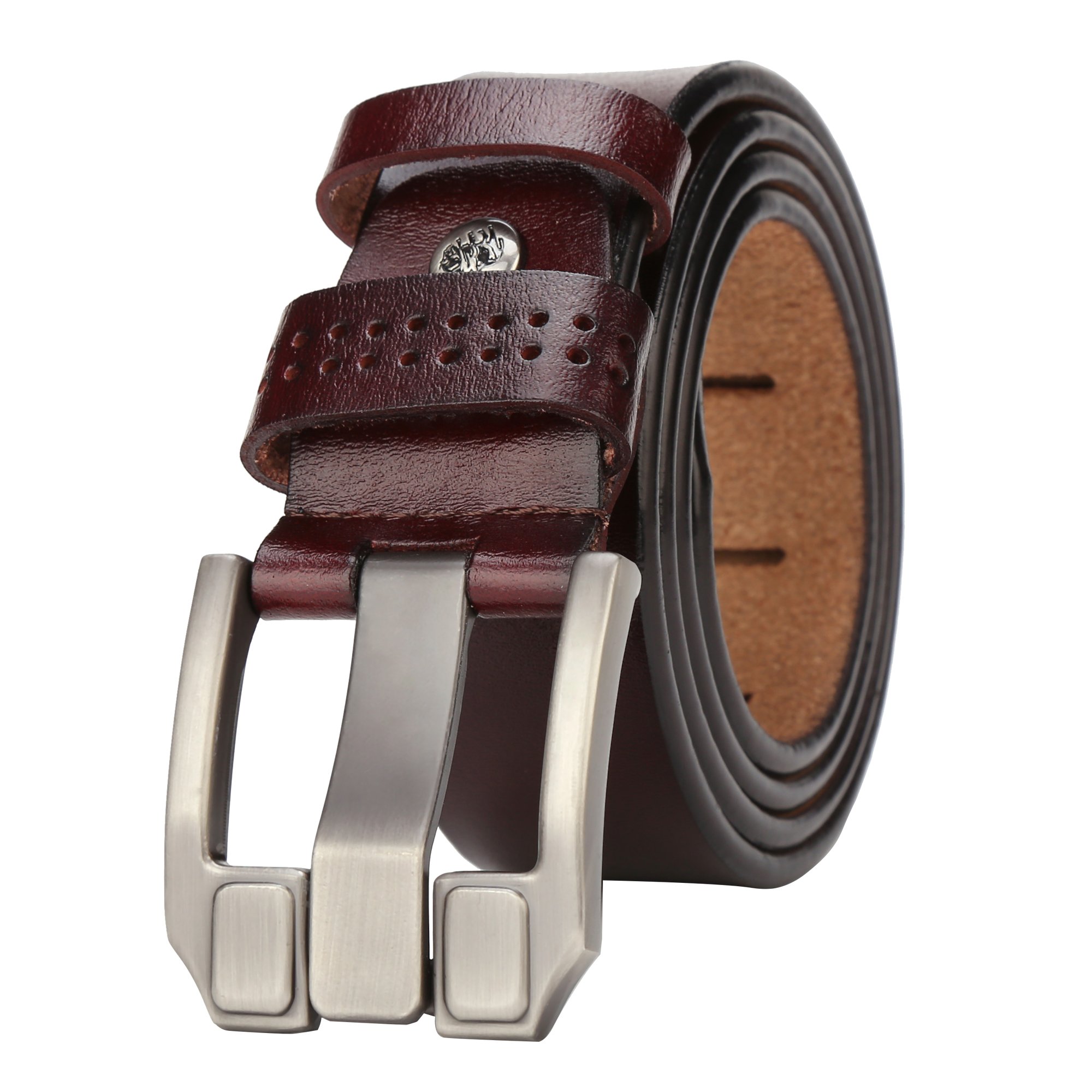 BISON DENIM Herren Ledergürtel Jeansgürtel Business Gürtel Metall Retro Denim Gürtel für Herren, 38mm Breit mit Geschenkbox