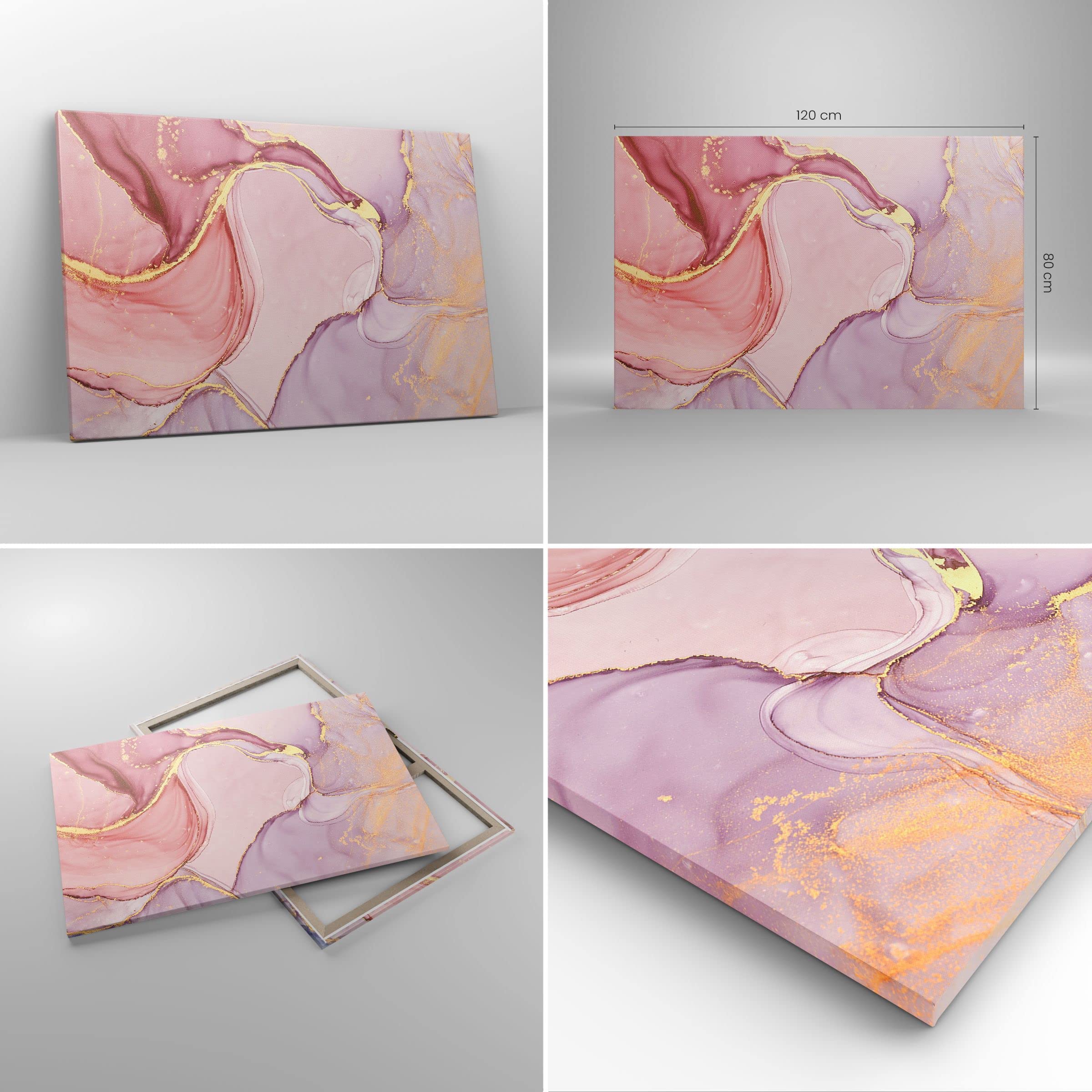 Quadri Moderni su Tela 120x80 cm Stampe da Parete Astratto Pastello - 4528 | Marmo Astrazione Rosa Quadro Decorativo XXL 1 pezzo Soggiorno Camera da Letto Arte da Parete Decorazione da Parete ARTTOR