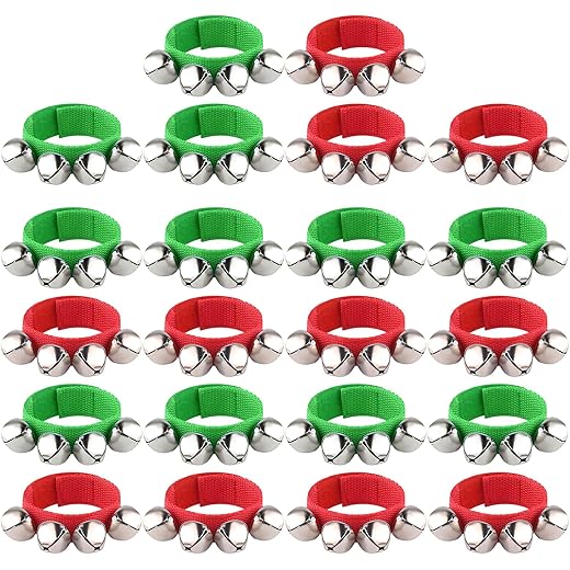 FEPITO Christmas Band Wrist Bells 22 Pieces