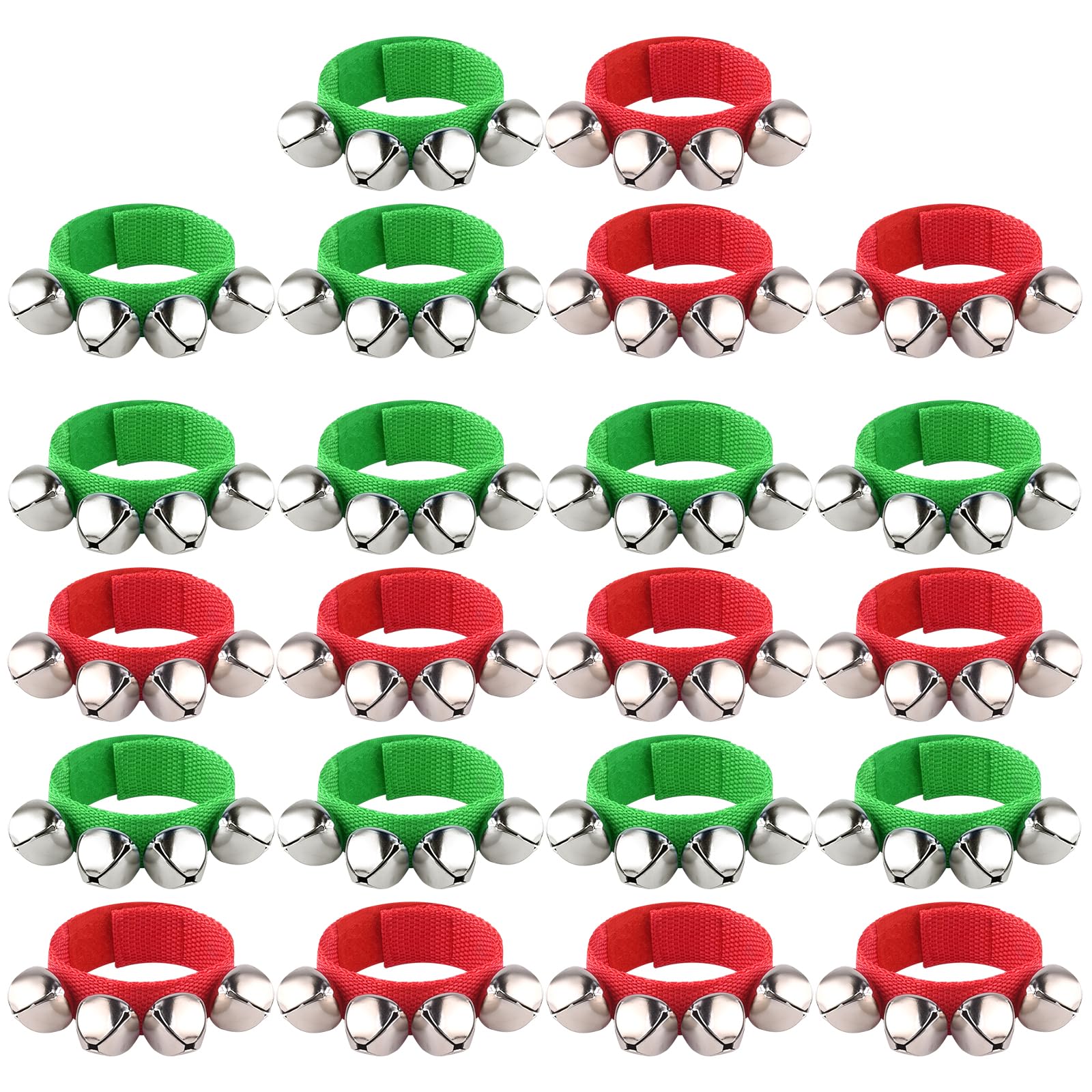 FEPITO 22 Pieces Christmas Band Wrist Bells Bracelets Jingle Bells Musical Ankle Bells Rhythm Instrument Percussion Christmas Party