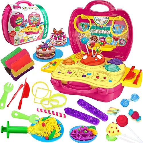 Dear Deer Juego de dulces y pasteles para niños, 41 piezas de herramientas de comida para jugar, accesorios de masa, paquete a granel, juego de