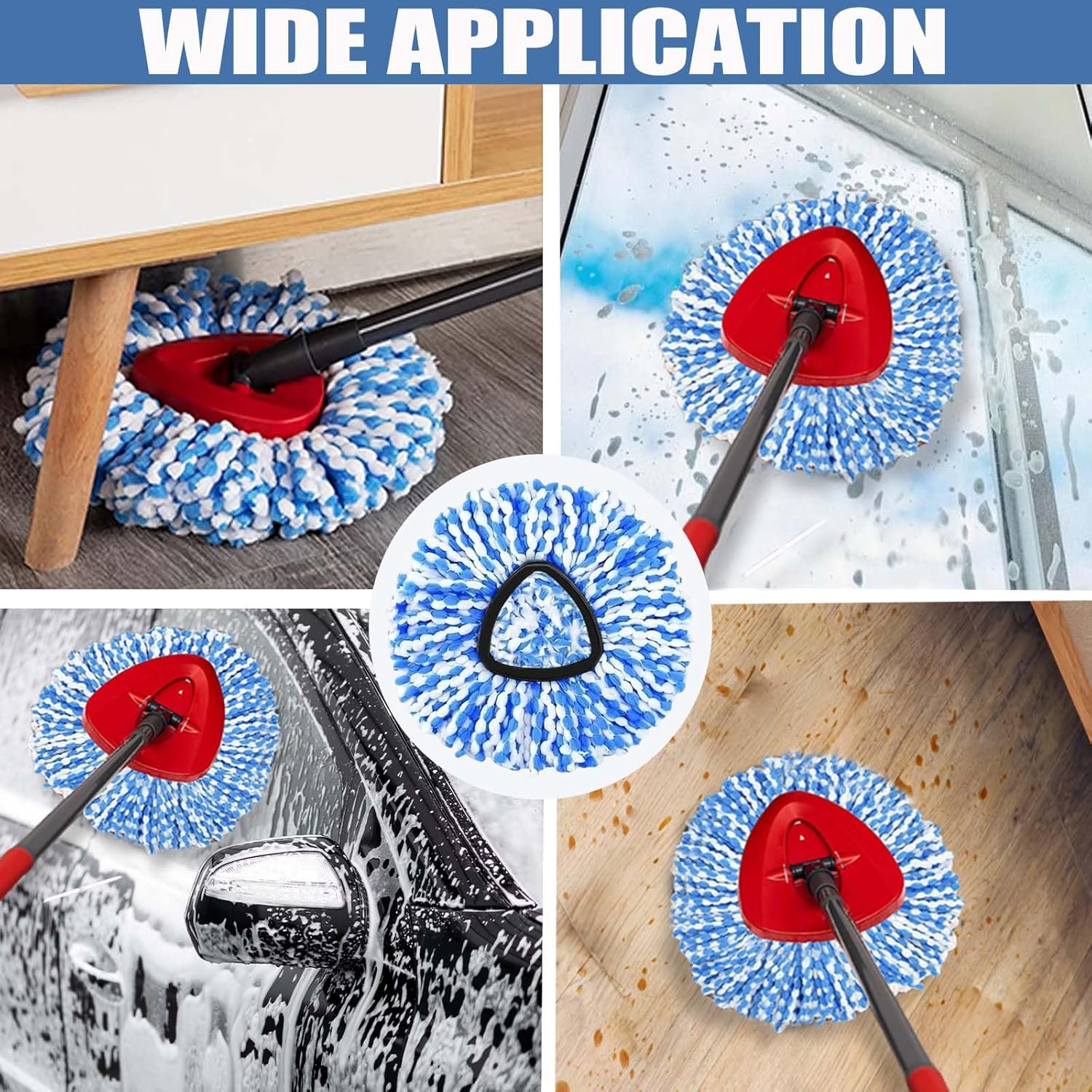 3-Pack Spin Mop Replacement Head for O-Ceda RinseClean Spin Mop Refill 2-Tank System Microfiber Deep Cleaning Machine Washable and Easy-to-Replace