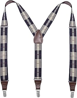 BiotertiMen’s Y-shape 1.4 Inch Suspender -3 Metal Clips, Elastic Straps