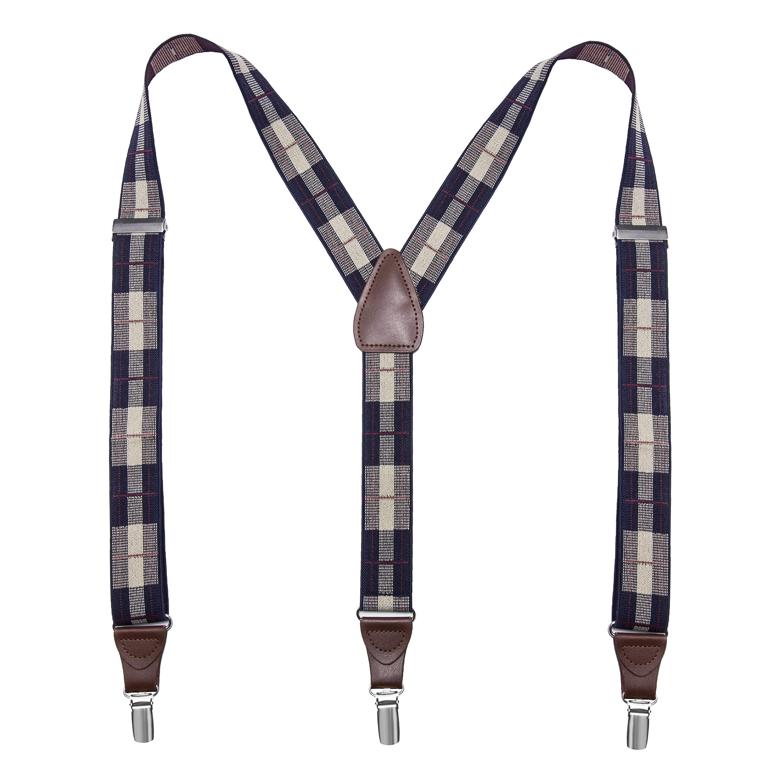 BiotertiMen’s Y-shape 1.4 Inch Suspender -3 Metal Clips, Elastic Straps