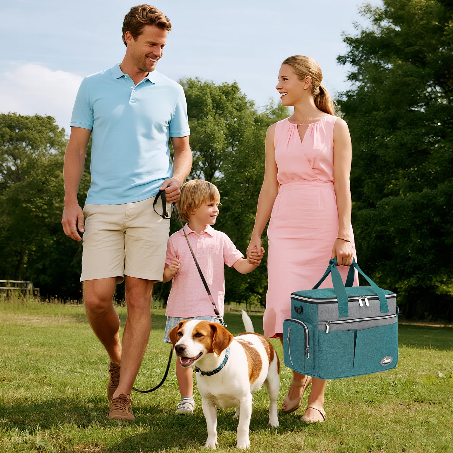 Sac de Voyage Chien Kit Complet d'accessoires (7 pièces) avec Sacs Nourriture, Bols Pliables, Tapis et Pochette Parfait pour Les Voyager Sorties Vert Foncé