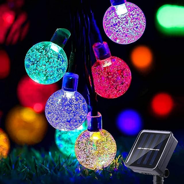 ITICdecor Solar Fairy Lights 13Ft 20LED Outdoor Garden String Lights Waterproof Crystal Balls Easter Lights for Party Fence Camping Patio Christmas Easter Decoration (Multicolor)