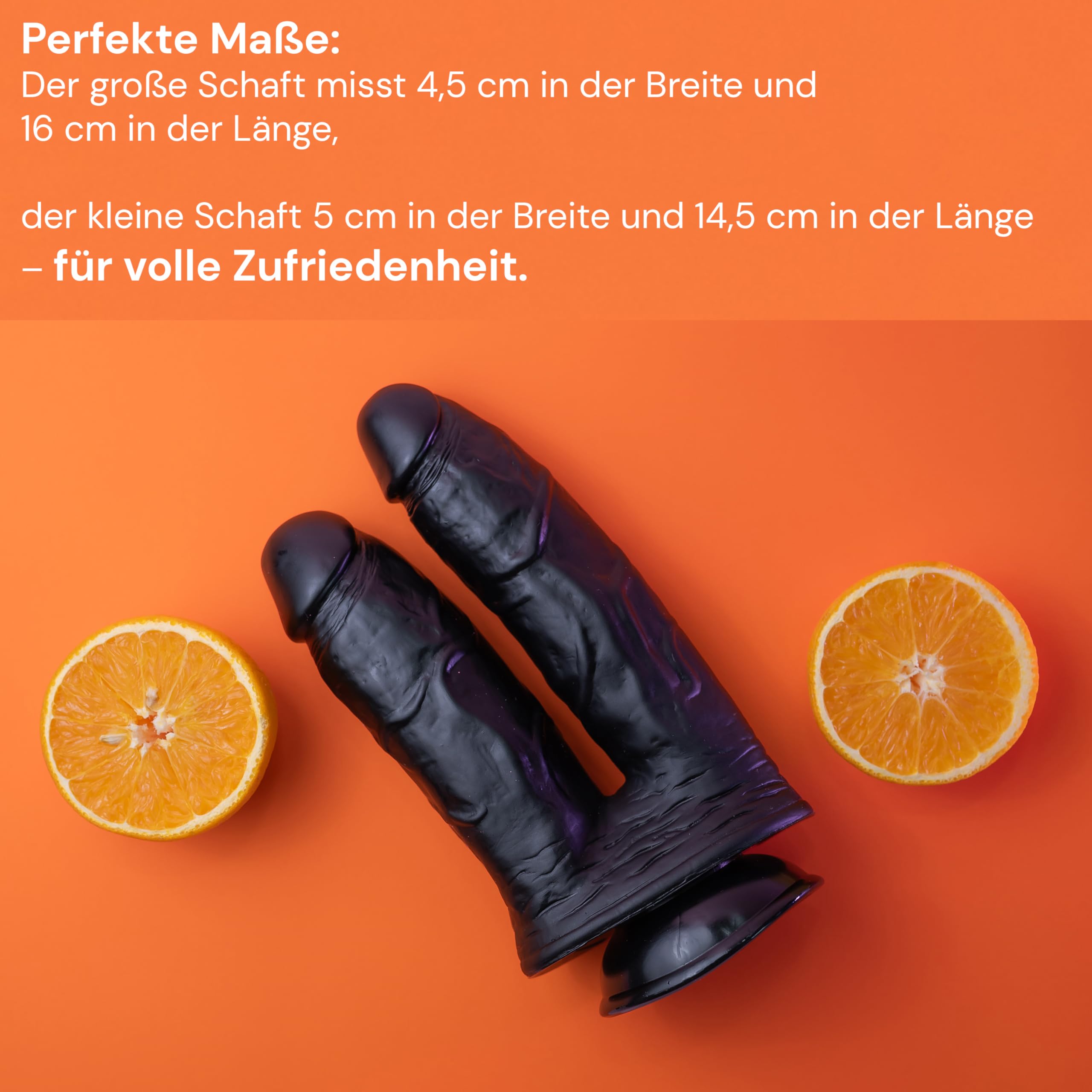 Doppio dildo con ventosa da 22 cm e 730 g, extra spesso, 14cm Ø 4,8cm e 16cm Ø 4,4cm, nero, flessibile doppio dildo per donne anal penis estremo realistico sex toy xxl doppia penetrazione FOPS D27XL