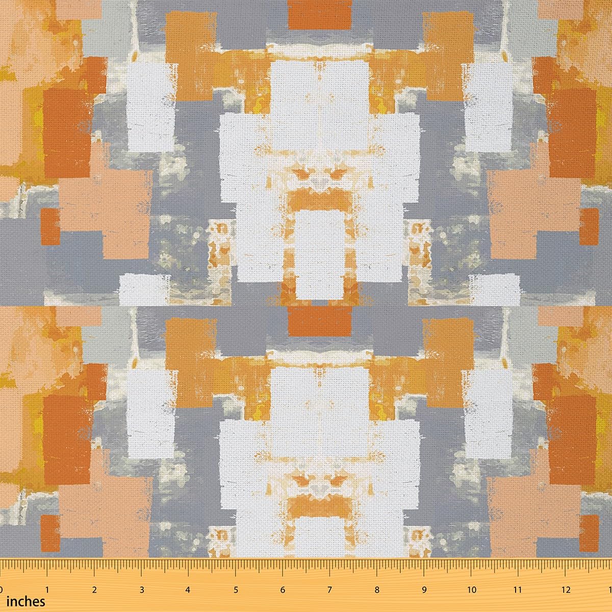 Orange Grey Geometric for Chairs for Chairs Set Stripe Line Fabric by The Yard Modern Art for Chairs Sofa 1 Yard (L92*W150cm)